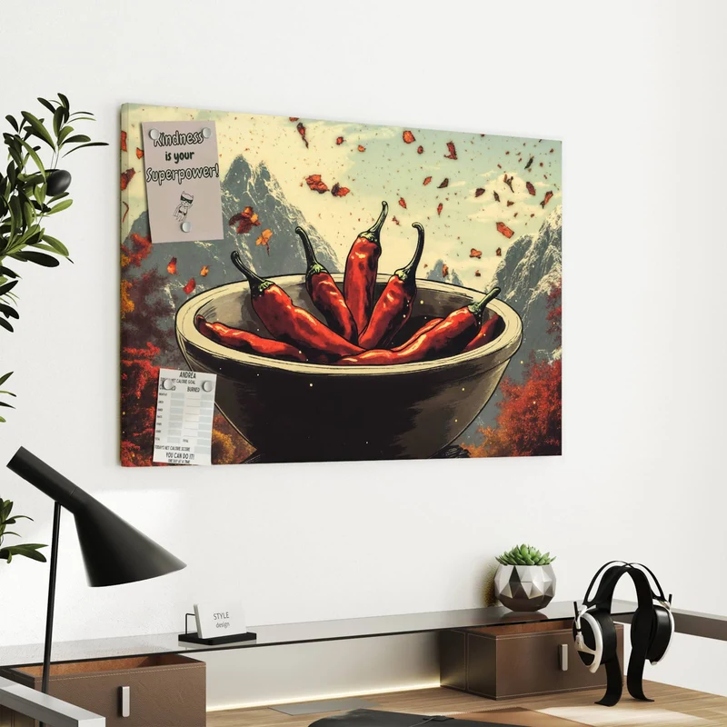 Metall Magnettafel - Schale mit Chilis