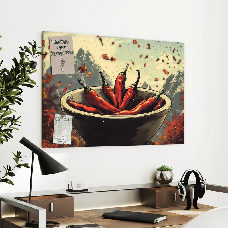 Metall Magnettafel - Schale mit Chilis
