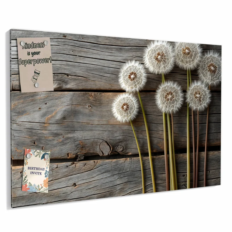 Metall Magnettafel - Pusteblumen auf Holz