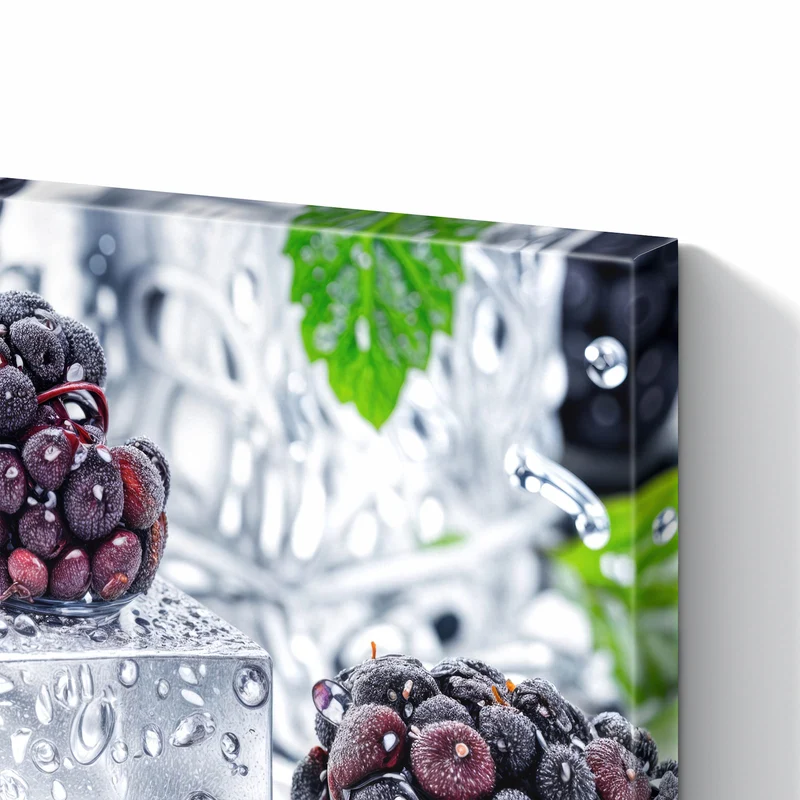 Metall Magnettafel - Brombeeren auf Eis