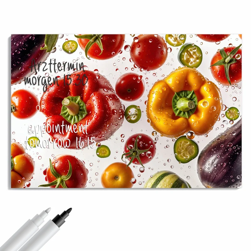 Metall Magnettafel - Paprika und Tomaten
