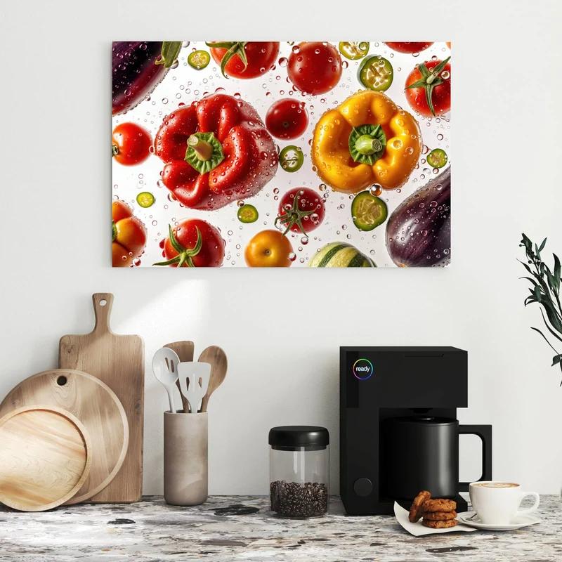Metall Magnettafel - Paprika und Tomaten