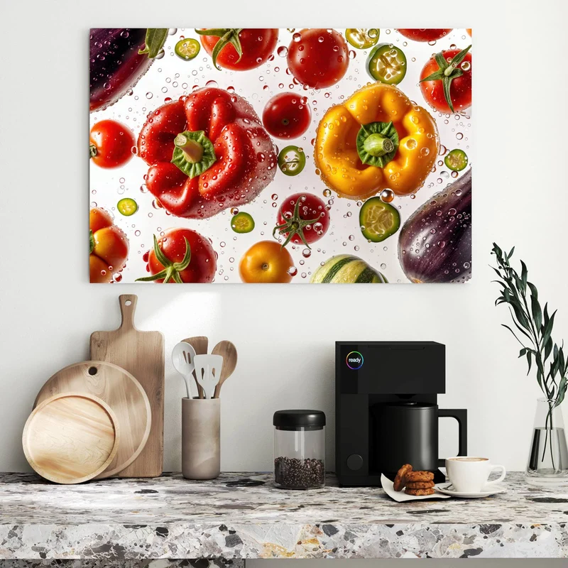 Metall Magnettafel - Paprika und Tomaten