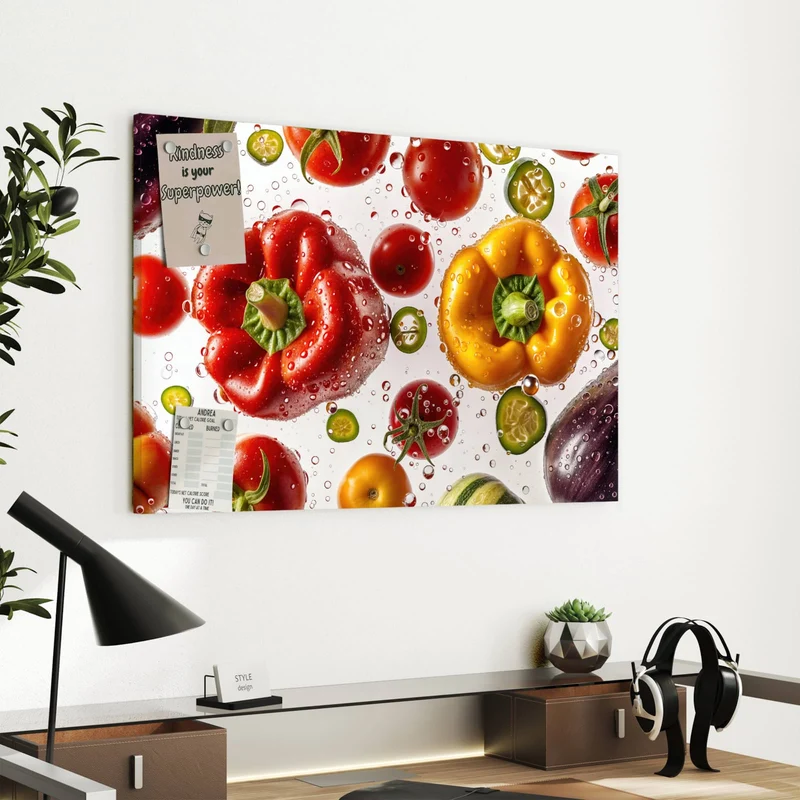 Metall Magnettafel - Paprika und Tomaten