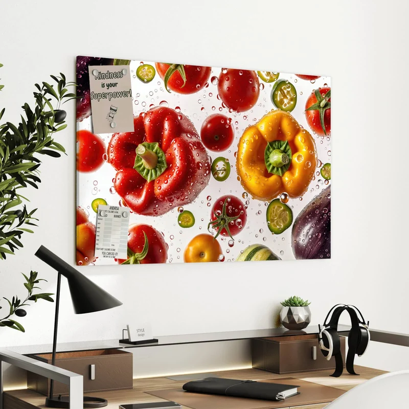 Metall Magnettafel - Paprika und Tomaten