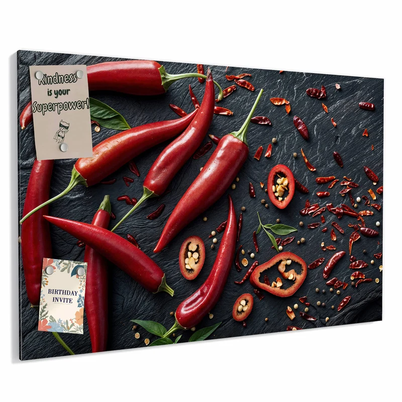 Metall Magnettafel - Feurige Chilis