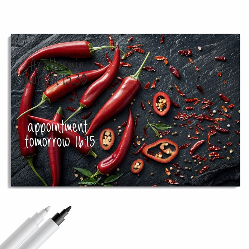 Metall Magnettafel - Feurige Chilis