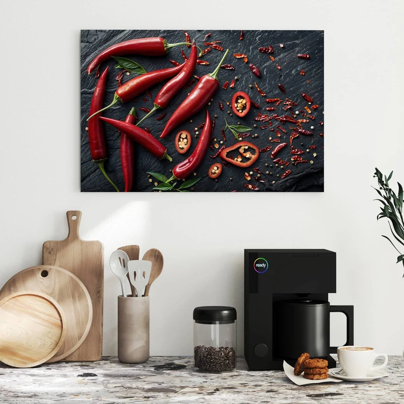 Metall Magnettafel - Feurige Chilis