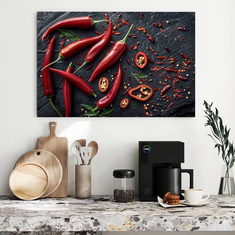 Metall Magnettafel - Feurige Chilis