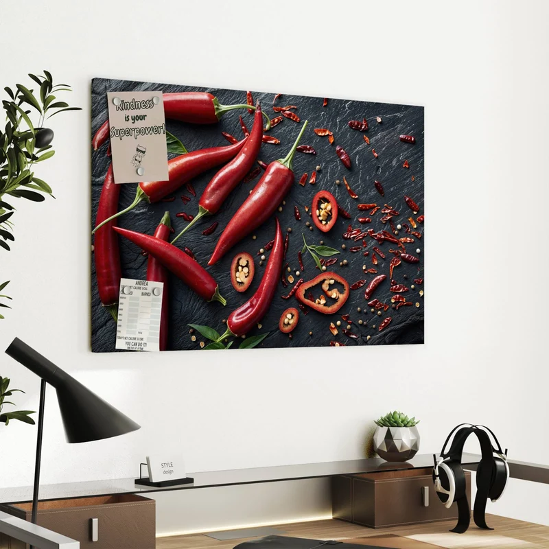 Metall Magnettafel - Feurige Chilis