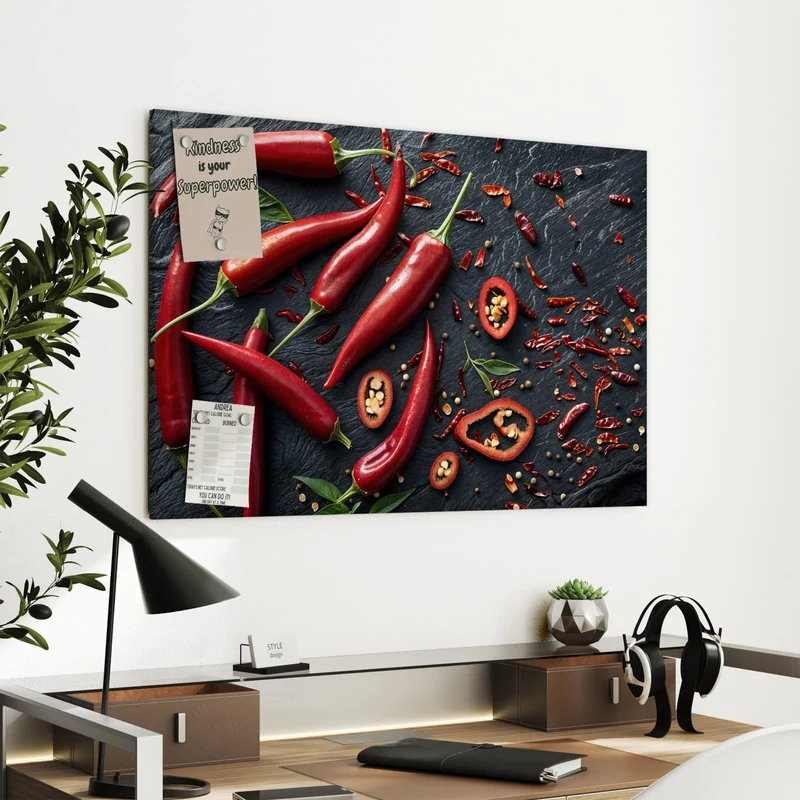 Metall Magnettafel - Feurige Chilis