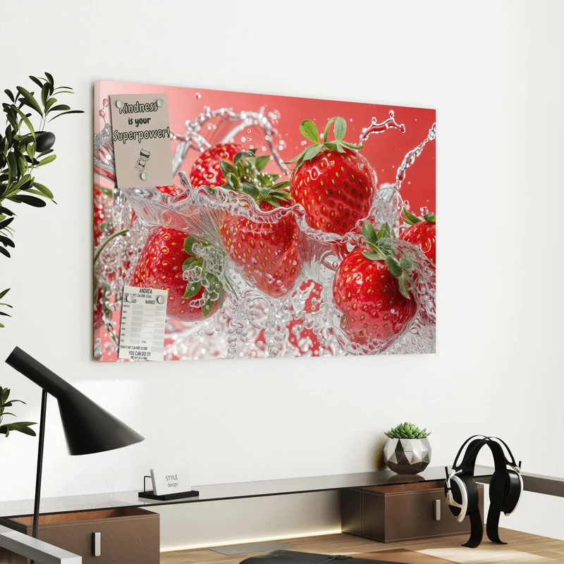 Metall Magnettafel - Erdbeerspritzer