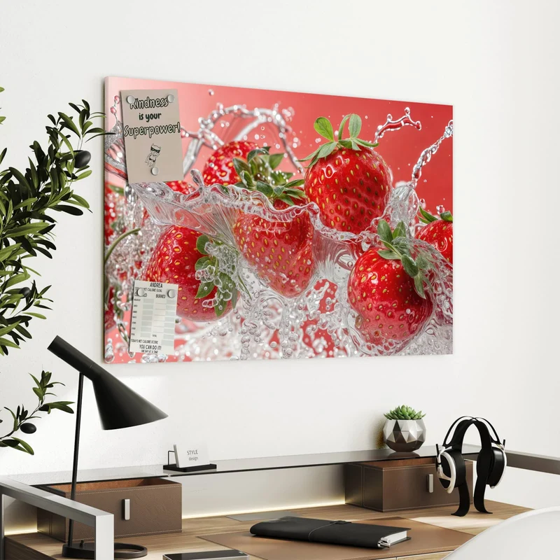 Metall Magnettafel - Erdbeerspritzer