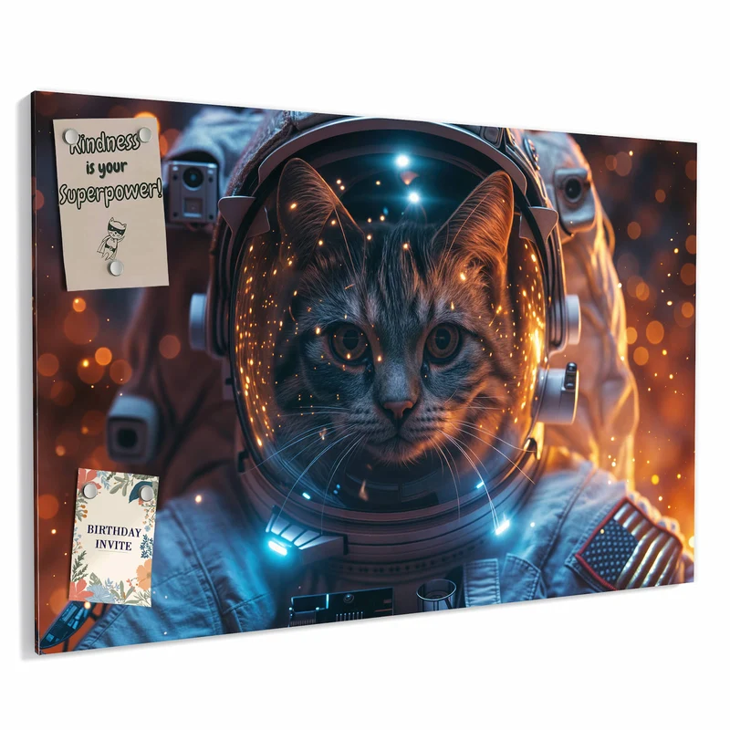 Metall Magnettafel - Katze im Raumanzug
