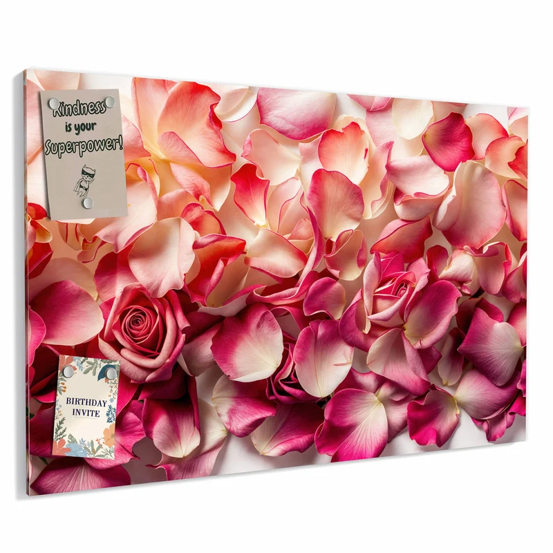 Metall Magnettafel - Rosenblüten in Pink