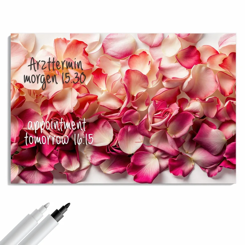 Metall Magnettafel - Rosenblüten in Pink