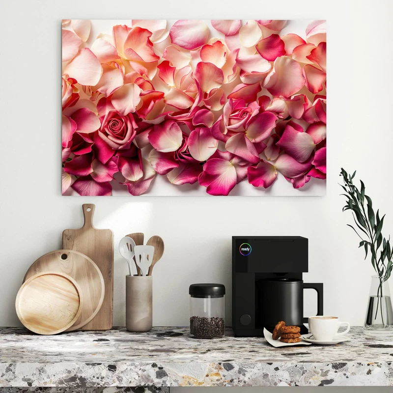 Metall Magnettafel - Rosenblüten in Pink