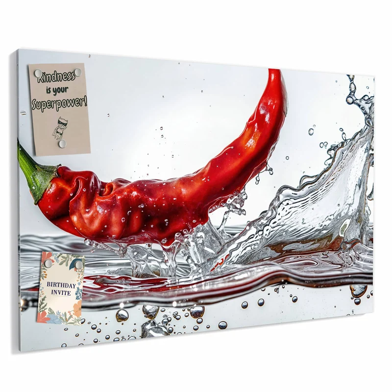 Metall Magnettafel - Chilischote im Spritzer