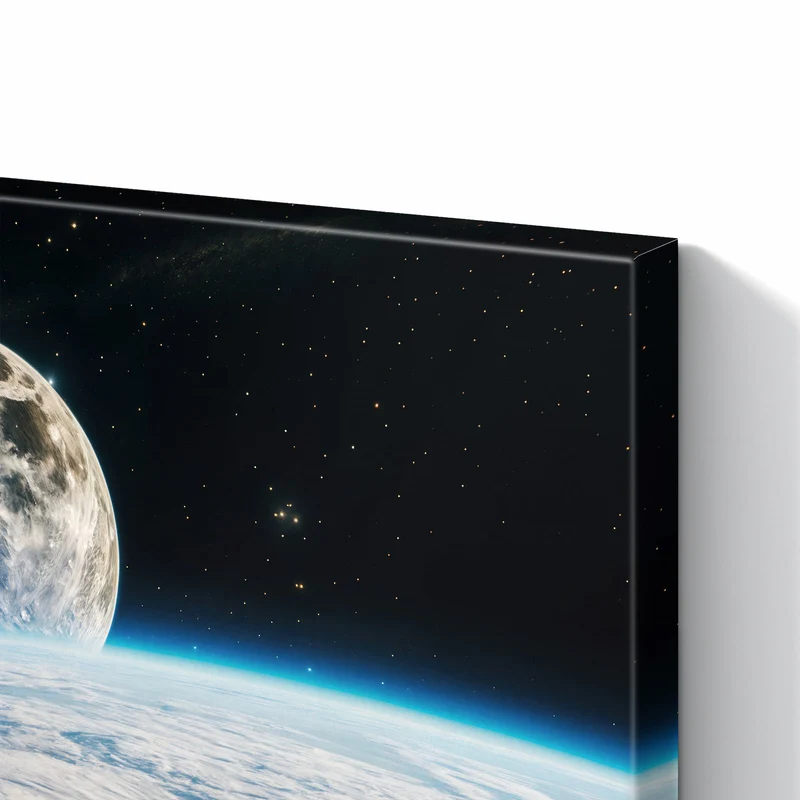 Metall Magnettafel - Mond über der Erde