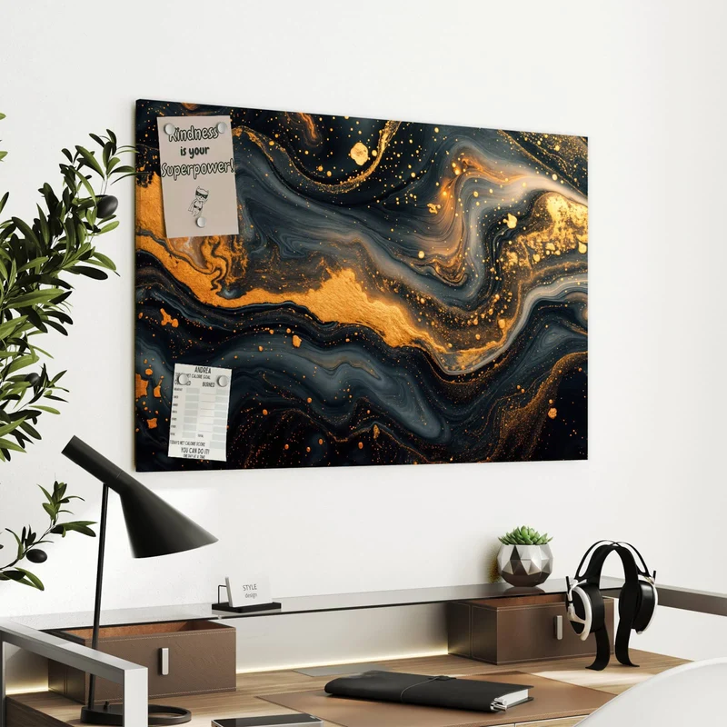 Metall Magnettafel - Marmor mit Goldadern