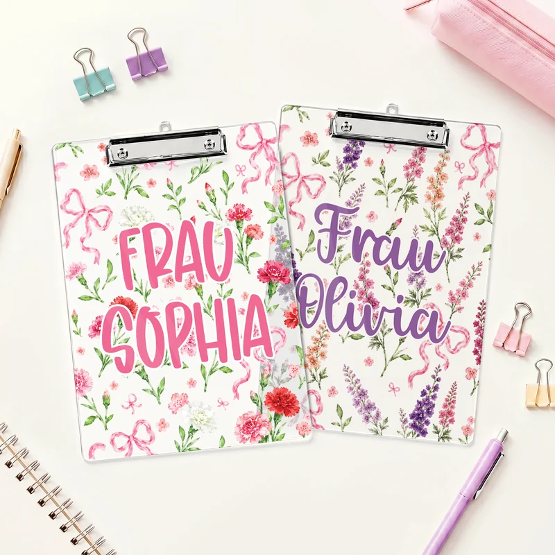Lehrerin Blumen - Personalisiertes Geschenk | Klemmbrett