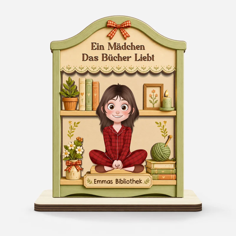 Ein Mädchen Das Bücher Liebt - Personalisierte Geschenke Für Leseratten | Holzaufsteller Mit Standfuß