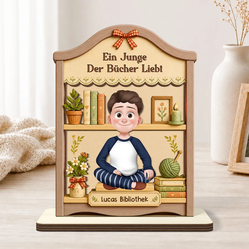 Ein Mädchen Das Bücher Liebt - Personalisierte Geschenke Für Leseratten | Holzaufsteller Mit Standfuß
