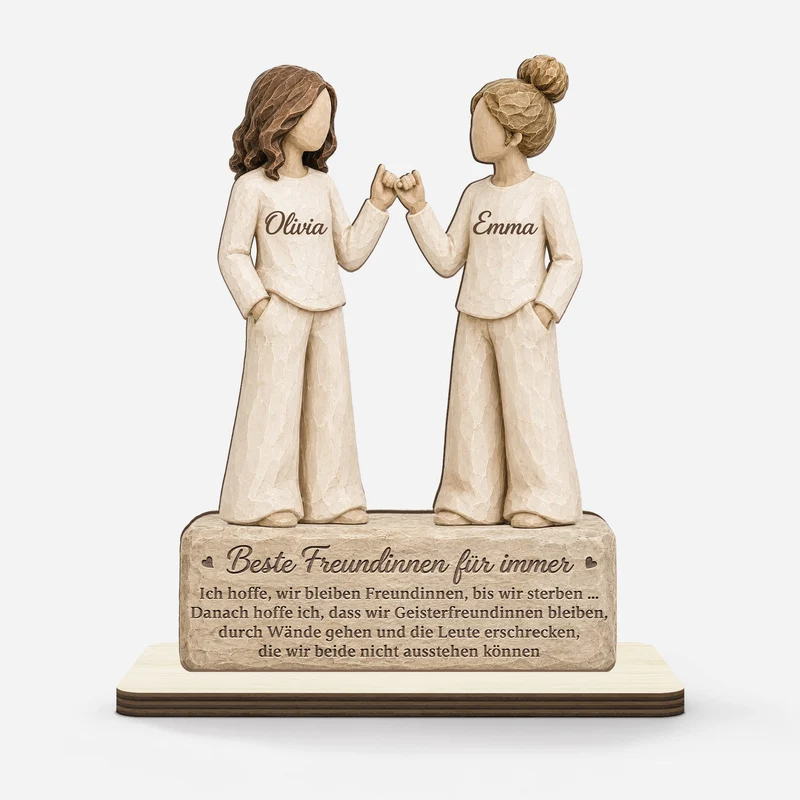 [3D-Optik] Beste Freunde Für Immer - Personalisiertes Geschenk | Holzaufsteller Mit Standfuß