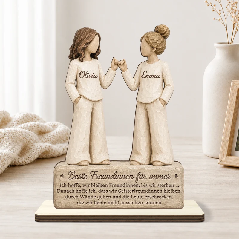 [3D-Optik] Beste Freunde Für Immer - Personalisiertes Geschenk | Holzaufsteller Mit Standfuß