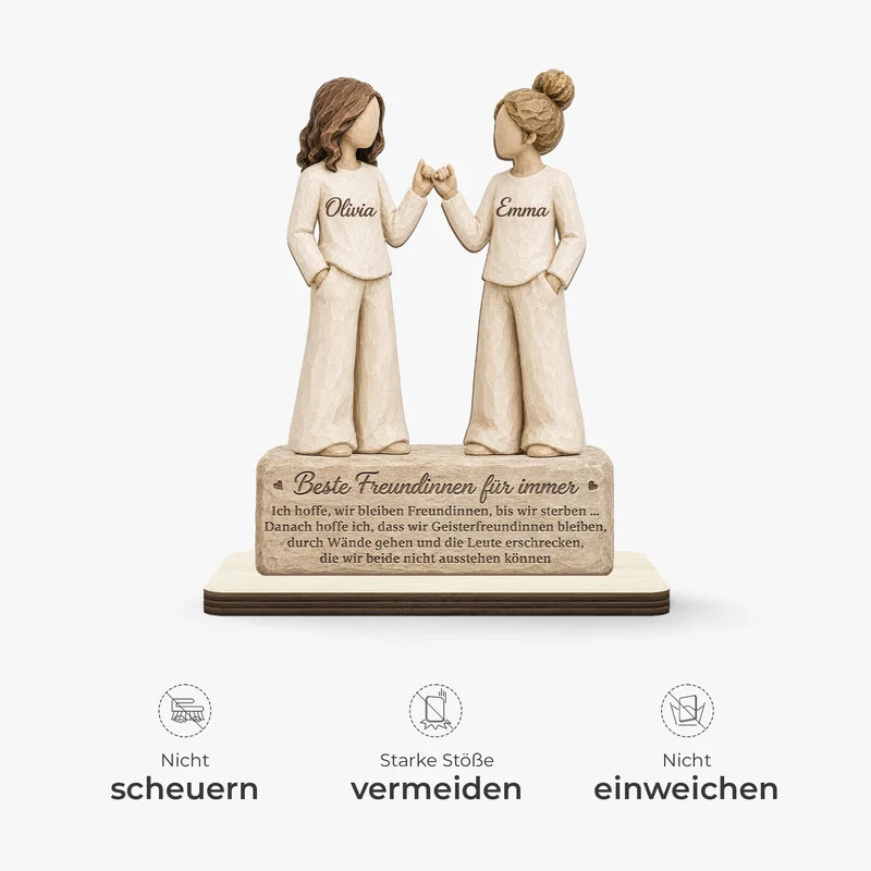 [3D-Optik] Beste Freunde Für Immer - Personalisiertes Geschenk | Holzaufsteller Mit Standfuß