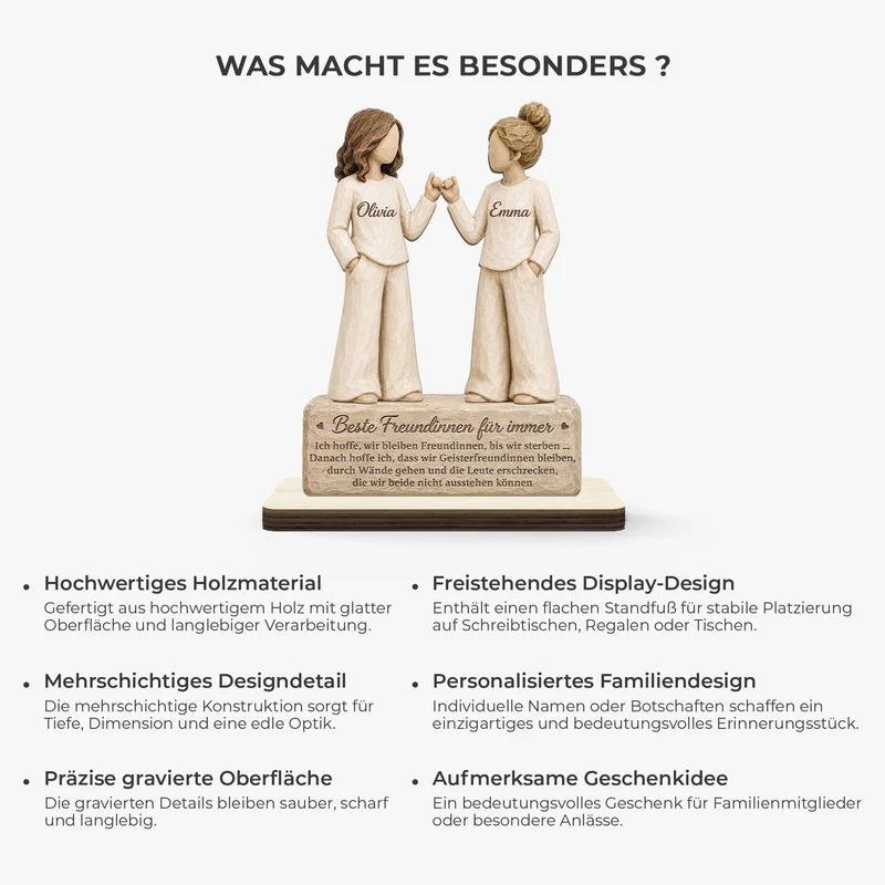 [3D-Optik] Beste Freunde Für Immer - Personalisiertes Geschenk | Holzaufsteller Mit Standfuß