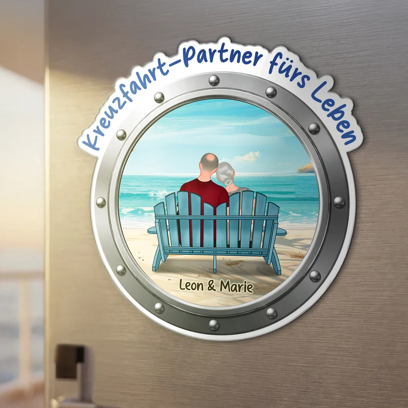 Kreuzfahrt-Partner Fürs Leben - Personalisierte Geschenke Paar | Acryl Magnet Bullauge