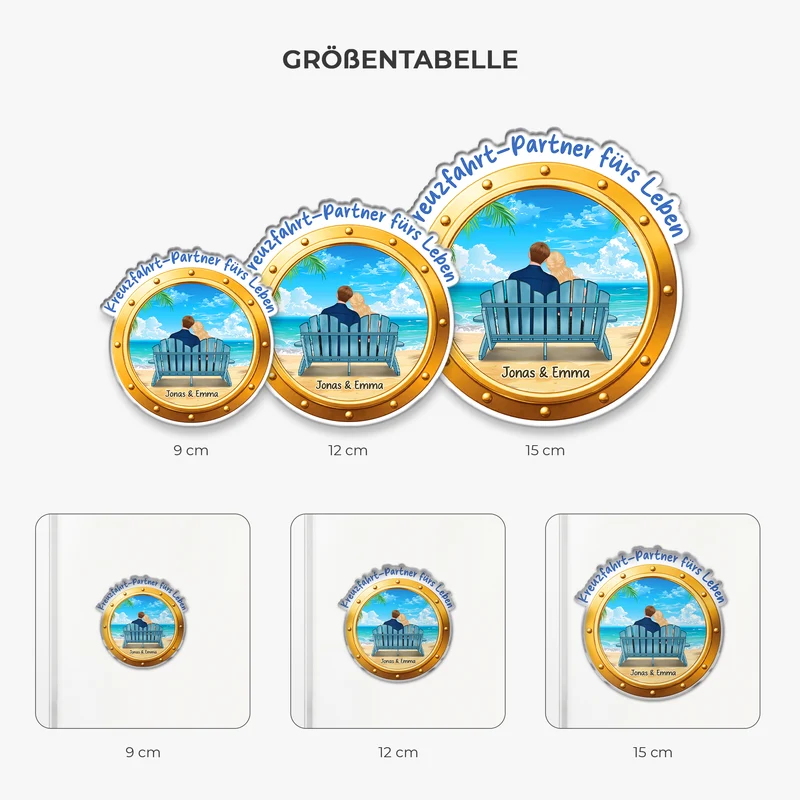 Kreuzfahrt-Partner Fürs Leben - Personalisierte Geschenke Paar | Acryl Magnet Bullauge