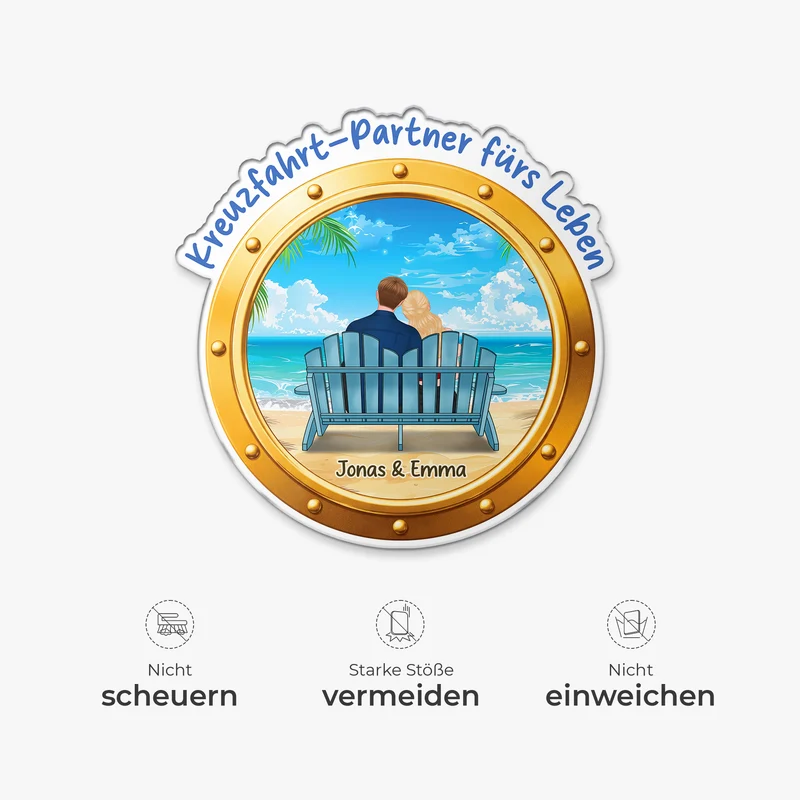 Kreuzfahrt-Partner Fürs Leben - Personalisierte Geschenke Paar | Acryl Magnet Bullauge