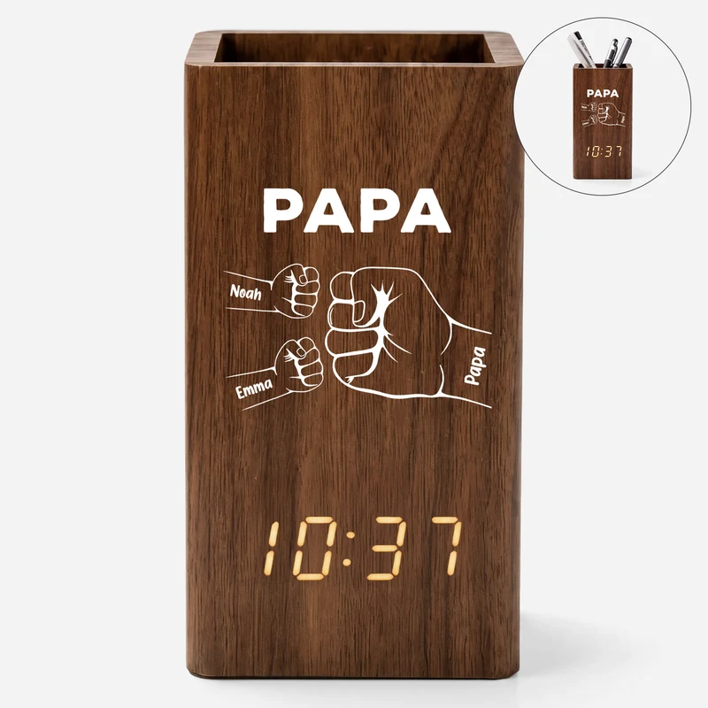 Opa Papa Faust - Personalisiertes Geschenk | Stiftehalter Mit Uhr