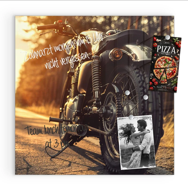 Magnettafel - Motorrad im Gegenlicht