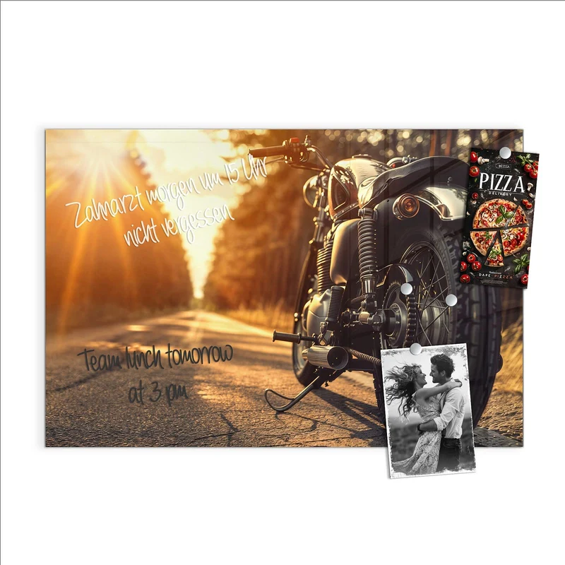 Magnettafel - Motorrad im Gegenlicht