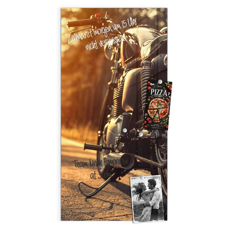 Magnettafel - Motorrad im Gegenlicht