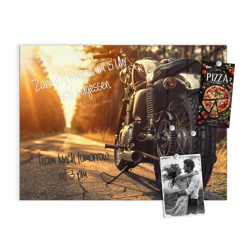 Magnettafel - Motorrad im Gegenlicht