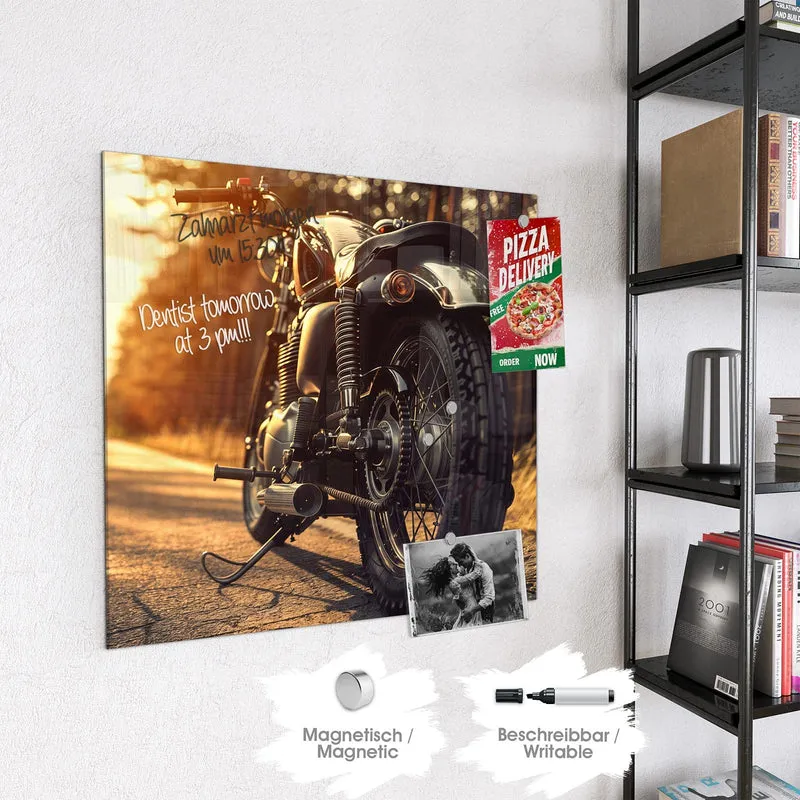 Magnettafel - Motorrad im Gegenlicht