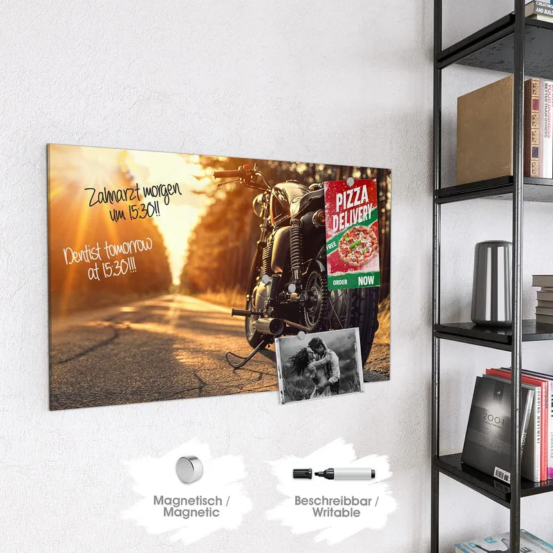 Magnettafel - Motorrad im Gegenlicht