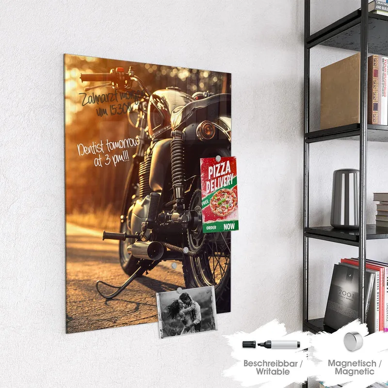 Magnettafel - Motorrad im Gegenlicht