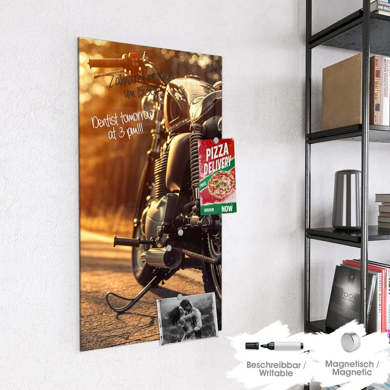 Magnettafel - Motorrad im Gegenlicht