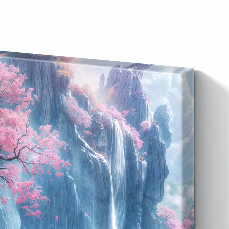 Metall Magnettafel - Blütenbaum am Wasserfall