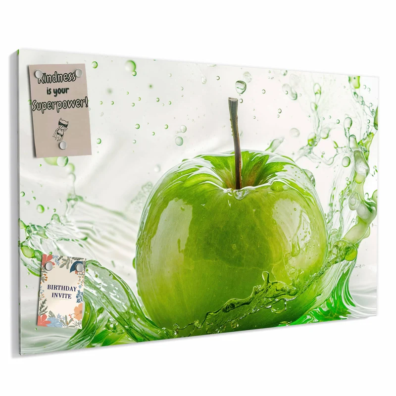 Metall Magnettafel - Grüner Apfel im Spritzer