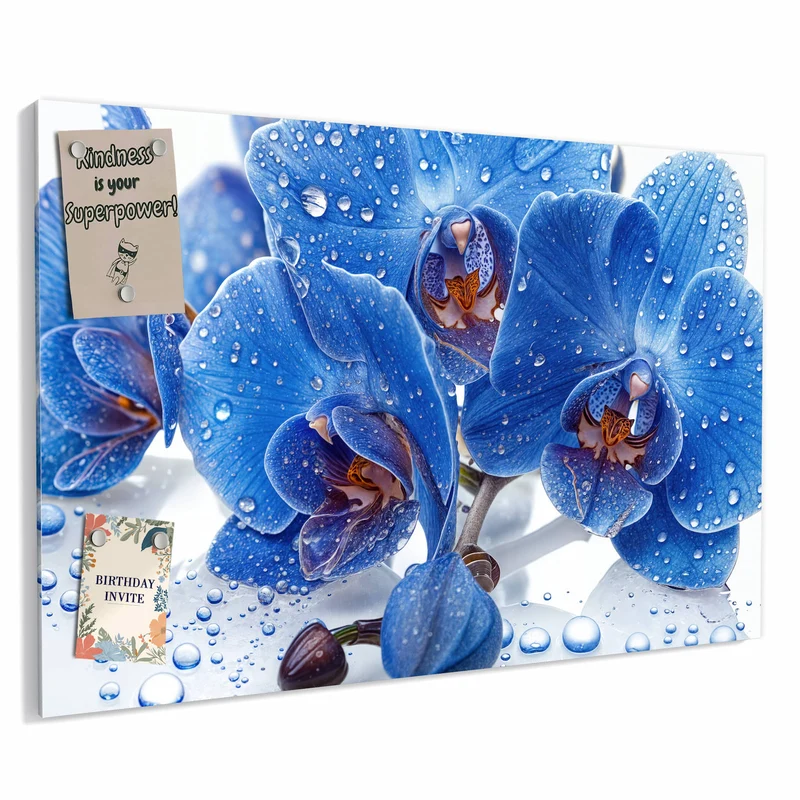 Metall Magnettafel - Blaue Orchideen