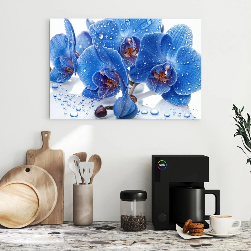 Metall Magnettafel - Blaue Orchideen
