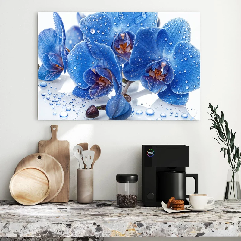 Metall Magnettafel - Blaue Orchideen