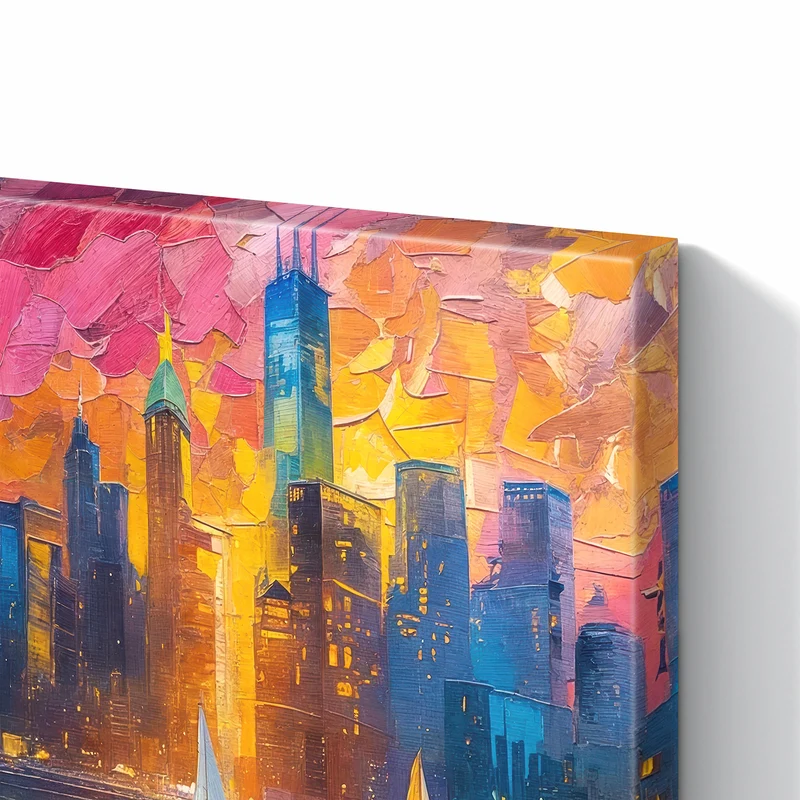 Metall Magnettafel - Hafenstadt bei Nacht