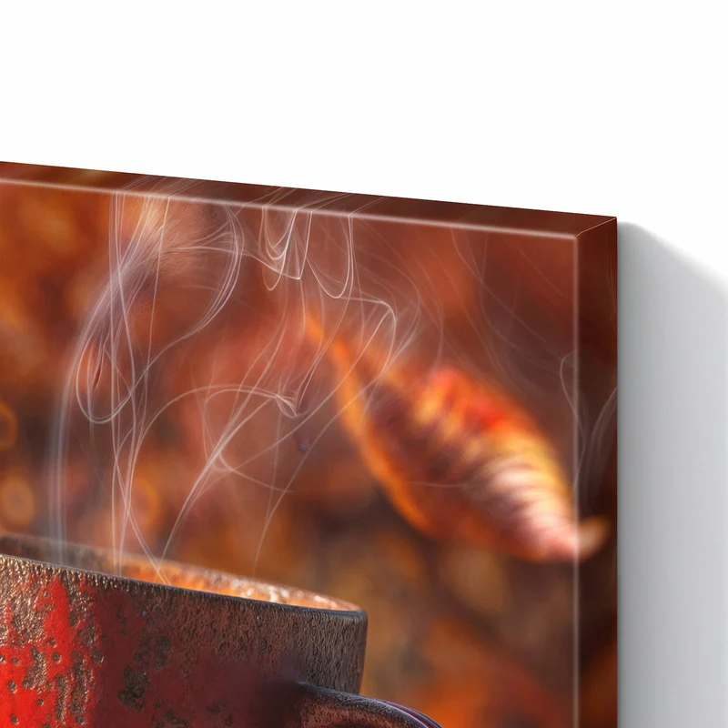 Metall Magnettafel - Kaffeetasse im Herbst